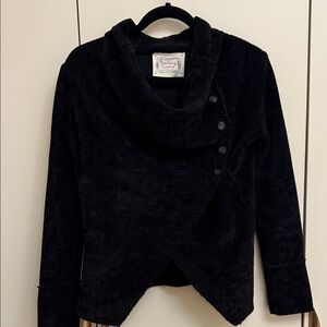 Asymmetrical Black Button-Up Sweater